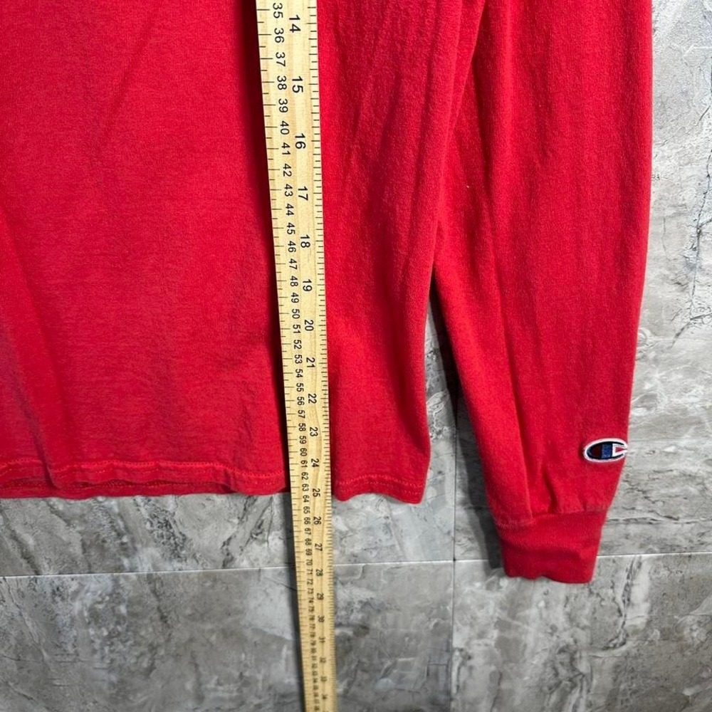 Champion red long sleeve shirt with white logo Mens Size Small #champion spring - Picture 6 of 8